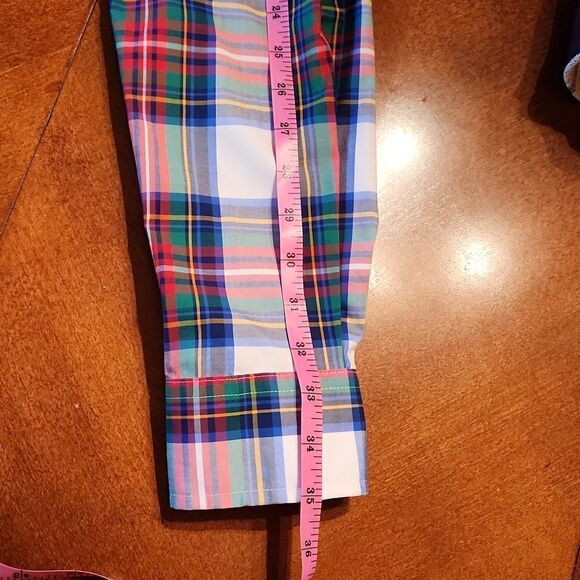 Crown & Ivy Button Down Classic Fit Casual Shirt Medium, Red Green Holiday Plaid - Picture 5 of 9